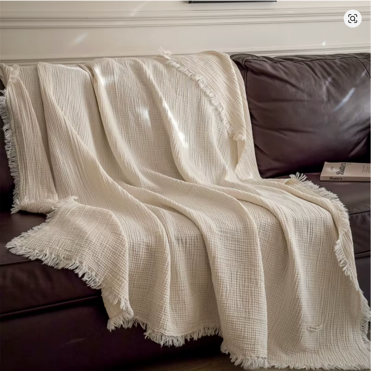Le Plaid Gaze de Coton à Franges