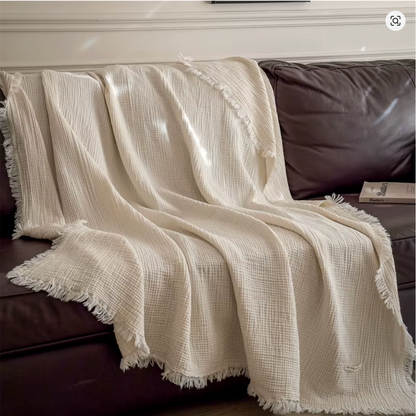 Le Plaid Gaze de Coton à Franges