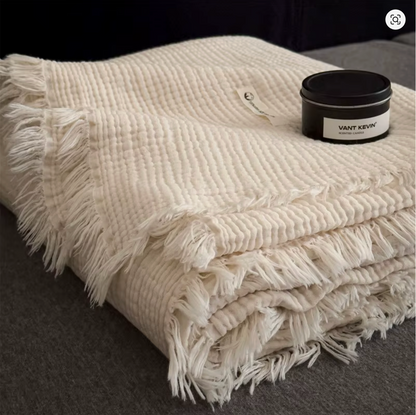 Le Plaid Gaze de Coton à Franges
