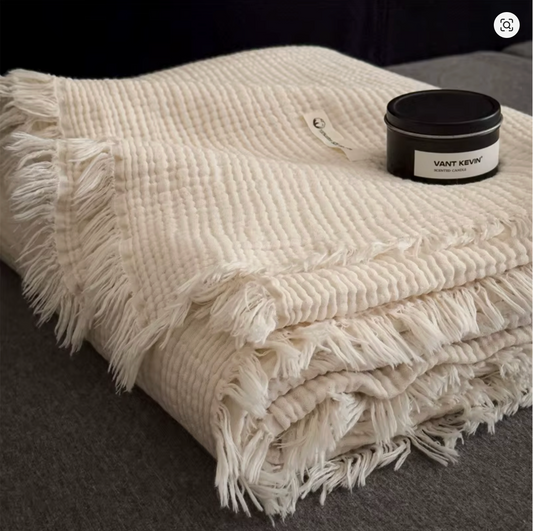 Le Plaid Gaze de Coton à Franges